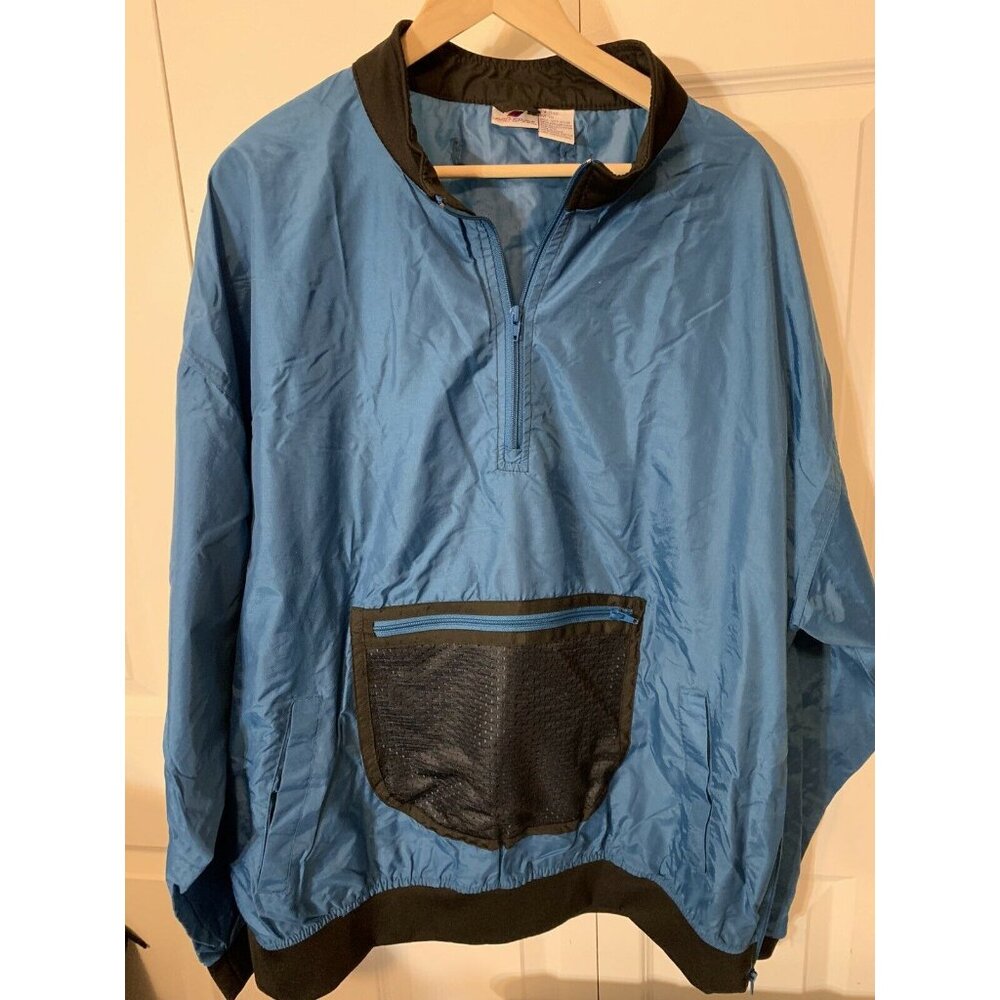 Vtg Pro Spirit Unisex Jacket Long sleeve Half Zip Sz‎ XXL Blue Black WindBreaker